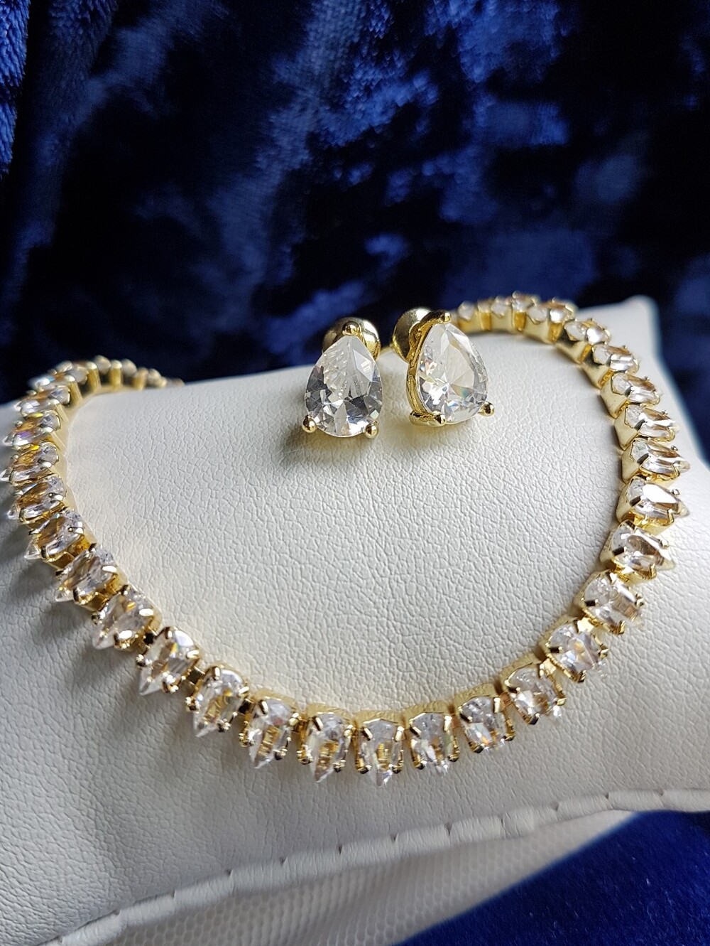 Swarovski Elements Yellow Gold Plated Teardrop Tennis Necklace NEW - Picture 11 of 16